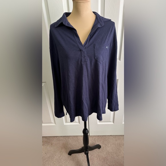 Vineyard Vines Tops - Vineyard Vines Classic Navy Long Sleeve Collared Tee